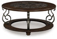 Nashville Furniture Outlets - Ashley Furniture - Frallyn Coffee Table - Round Cocktail Table / Dark Brown - T623-8