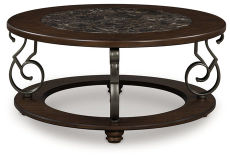 Nashville Furniture Outlets - Ashley Furniture - Frallyn Coffee Table - Round Cocktail Table / Dark Brown - T623-8