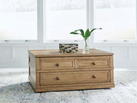 Nashville Furniture Outlets - Ashley Furniture - Sharlance Lift-Top Coffee Table - Lift Top Cocktail Table / Light Brown - T655-9