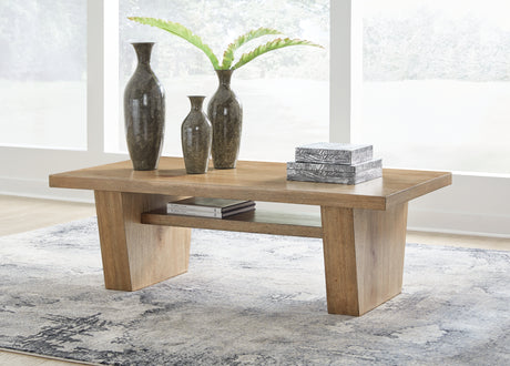 Nashville Furniture Outlets - Ashley Furniture - Kristiland Coffee Table - Rectangular Cocktail Table / Light Brown - T674-1