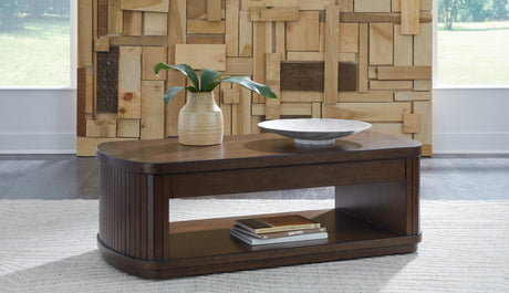 Nashville Furniture Outlets - Ashley Furniture - Korestone Lift-Top Coffee Table - Lift Top Cocktail Table / Dark Brown - T679-9