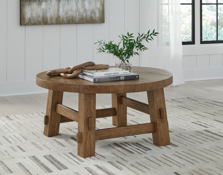 Nashville Furniture Outlets - Ashley Furniture - Mackifeld Coffee Table - Round Cocktail Table / Warm Brown - T724-8