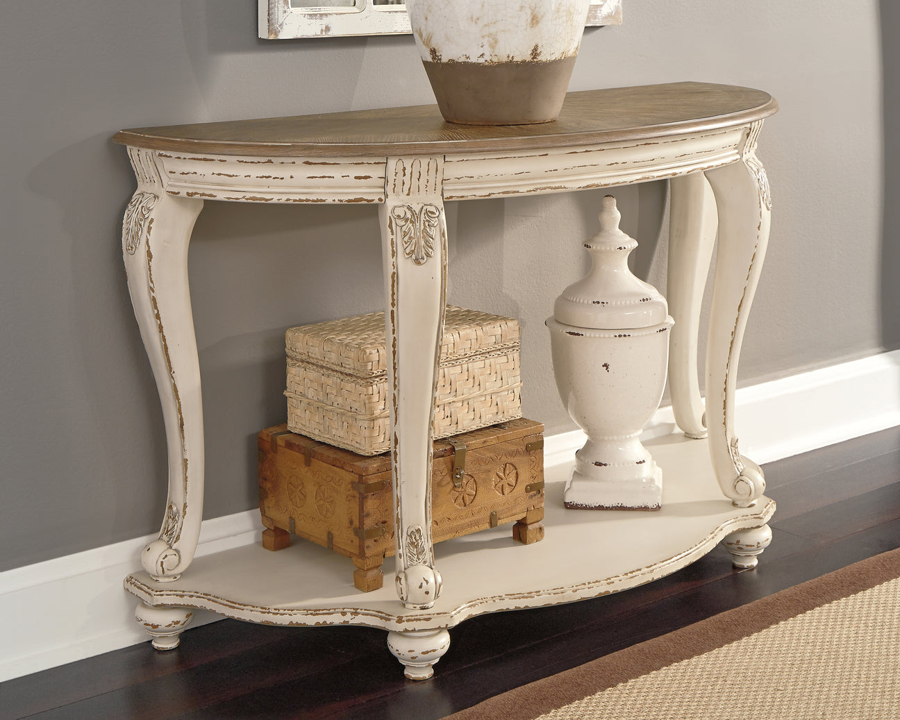 Nashville Furniture Outlets - Ashley Furniture - Realyn Sofa Table - Sofa Table / White/Brown - T743-4