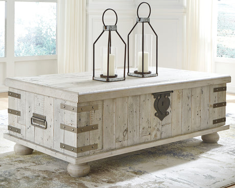 Nashville Furniture Outlets - Ashley Furniture - Carynhurst Coffee Table with Lift Top - Lift Top Cocktail Table / White Wash Gray - T757-9