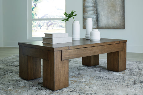 Nashville Furniture Outlets - Ashley Furniture - Rosswain Lift-Top Coffee Table - Lift Top Cocktail Table / Warm Brown - T763-9