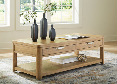 Nashville Furniture Outlets - Ashley Furniture - Rencott Coffee Table - Rectangular Cocktail Table / Light Brown - T781-1