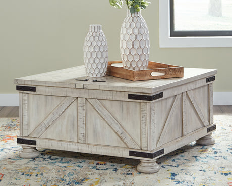 Nashville Furniture Outlets - Ashley Furniture - Carynhurst Coffee Table - Cocktail Table with Storage / Whitewash - T929-20
