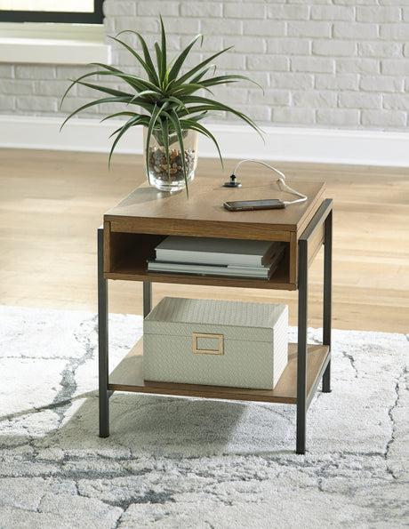 Nashville Furniture Outlets - Ashley Furniture - Fridley End Table - Rectangular End Table / Brown/Black - T964-3