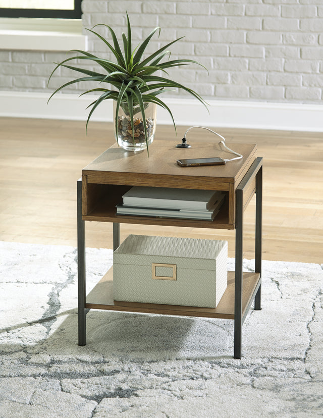 Nashville Furniture Outlets - Ashley Furniture - Fridley End Table - Rectangular End Table / Brown/Black - T964-3