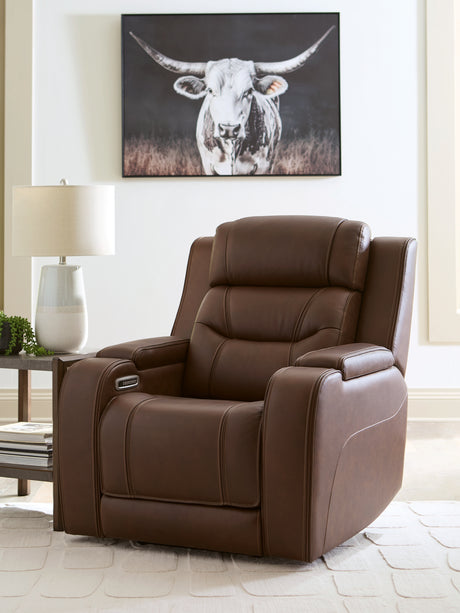 Nashville Furniture Outlets - Ashley Furniture - Knightington Living Room - PWR REC Sofa w/Audio Seating / Brown - PCU1160215A