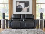 Nashville Furniture Outlets - Ashley Furniture - Glossmore Living Room - DBL Rec Loveseat w/Console / Black - PCU1170094