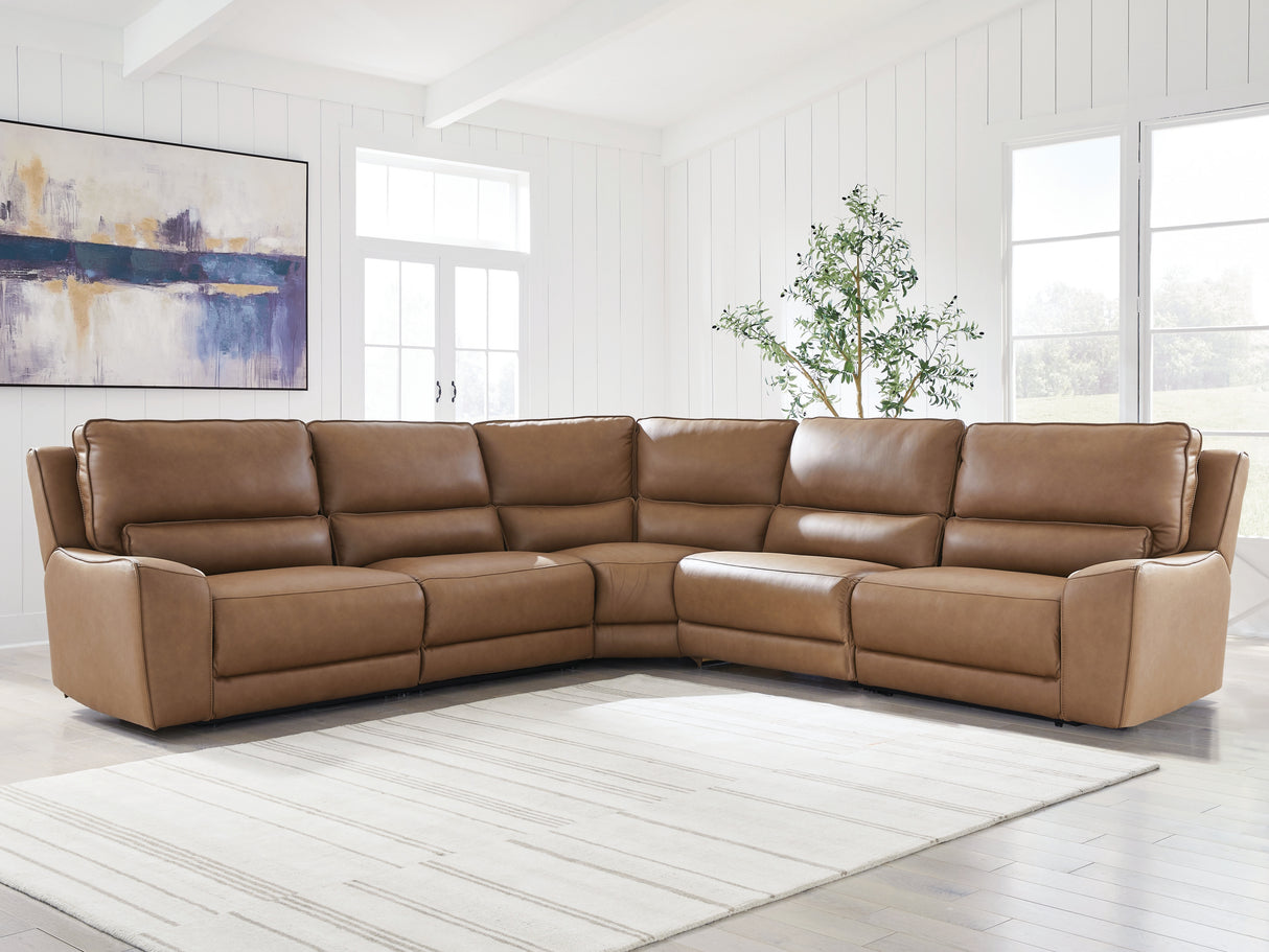 Nashville Furniture Outlets - Ashley Furniture - DeepWakes Sectional - 5-Piece Power Reclining Sectional / Caramel - PCU62606S8