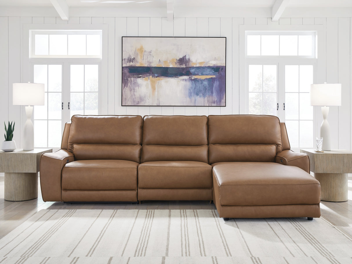 Nashville Furniture Outlets - Ashley Furniture - DeepWakes Sectional - 3-Piece Reclining Sofa Chaise / Caramel - PCU62606S22
