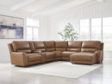 Nashville Furniture Outlets - Ashley Furniture - DeepWakes Sectional - 6-Piece Power Reclining Sectional with Chaise / Caramel - PCU62606S6