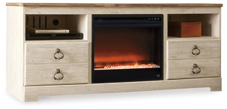 Nashville Furniture Outlets - Ashley Furniture - Willowton 64" TV Stand with Electric Fireplace - 64" TV Stand with Electric Fireplace / Whitewash - W267W10