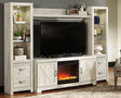 Nashville Furniture Outlets - Ashley Furniture - Bellaby 4-Piece Entertainment Center with Fireplace - 4-Piece Entertainment Center with Fireplace / Whitewash - W331W5