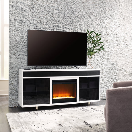 Nashville Furniture Outlets - Ashley Furniture - Gardoni 72" TV Stand with Electric Fireplace - 72" TV Stand with Electric Fireplace / White/Black - W756W1