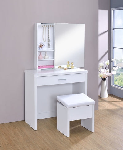 Nashville Furniture Outlets-White Storage Vanity Set- 