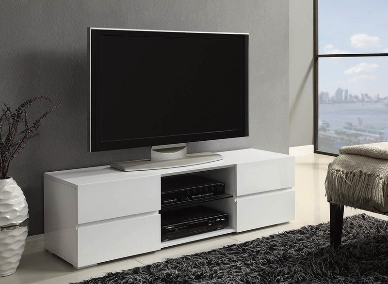 Nashville Furniture Outlets-Glossy White TV Console- 