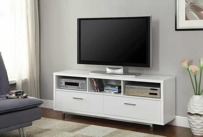 Nashville Furniture Outlets-White Low Profile TV Console- 